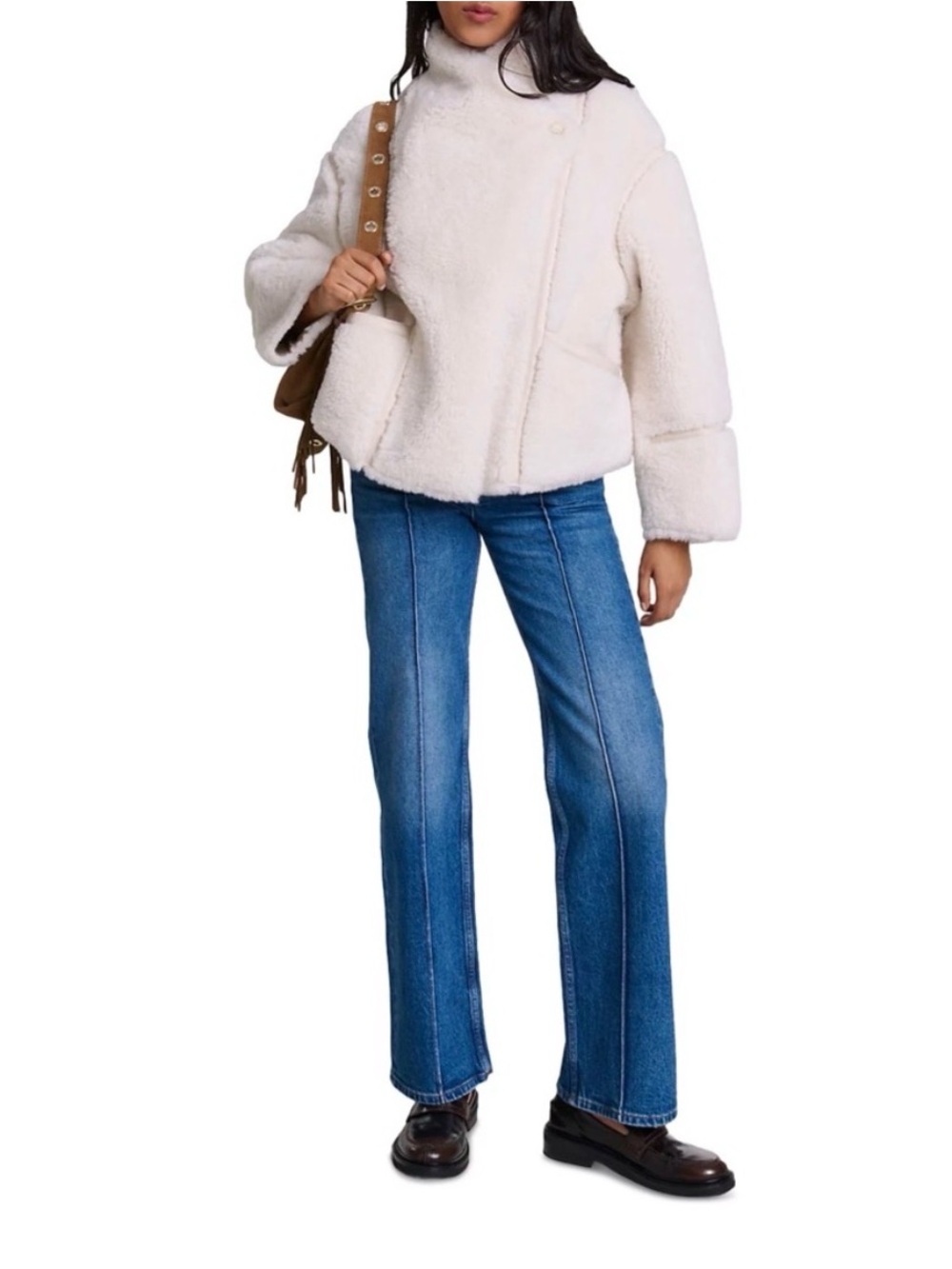 MAJE New Cozy Geaty Faux Fur Coat Size 40